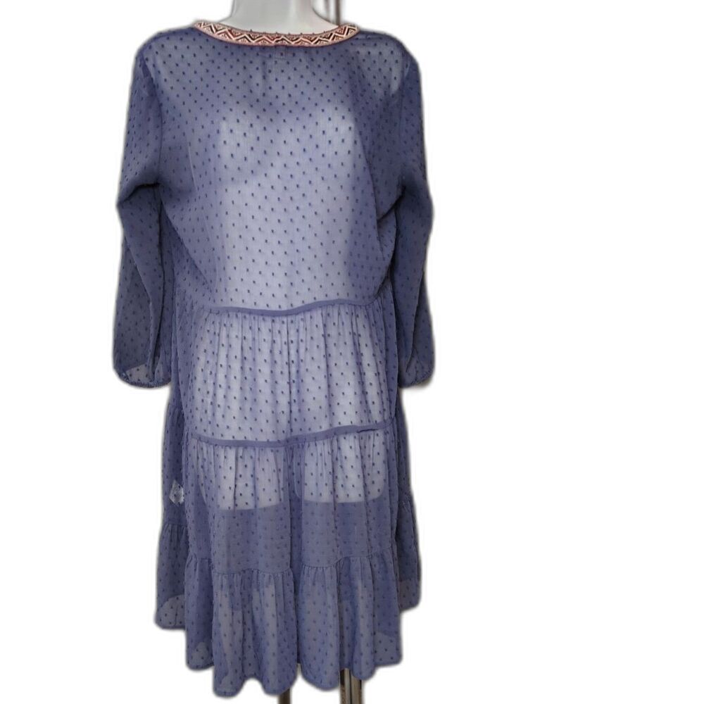 Daniel Rainn Navy Blue Boho Dotted Swiss Dress - S